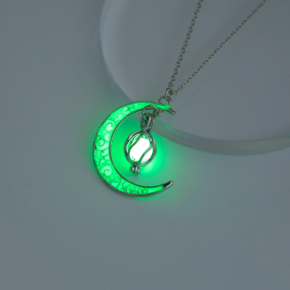 Crescent moon glow deals in the dark necklace