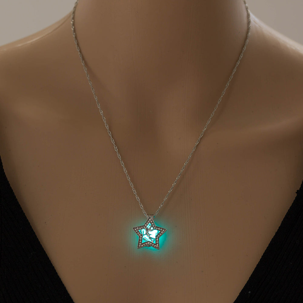 Fairy in Star Pendant / Glow in the Dark / Star Necklace / Fairy Necklace/